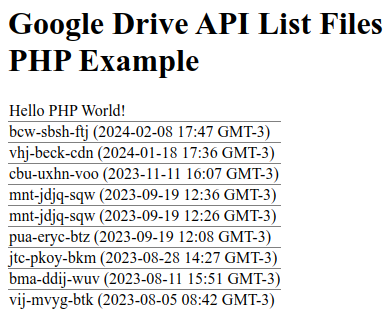 Google Drive API List Files PHP Example